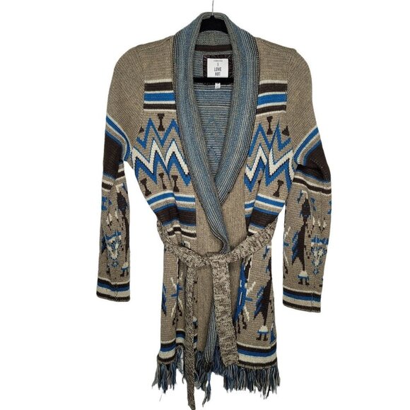 I love h81 forever 21 Womens Small Southwestern Aztec long line Cardigan sweater - Picture 1 of 12